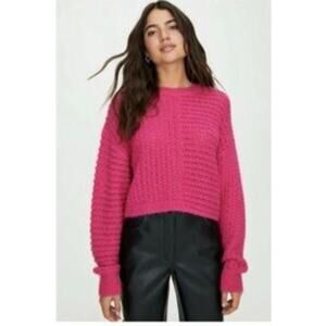 Aritzia Wilfred Free Fuchsia Cropped Oversized Sweater Medium